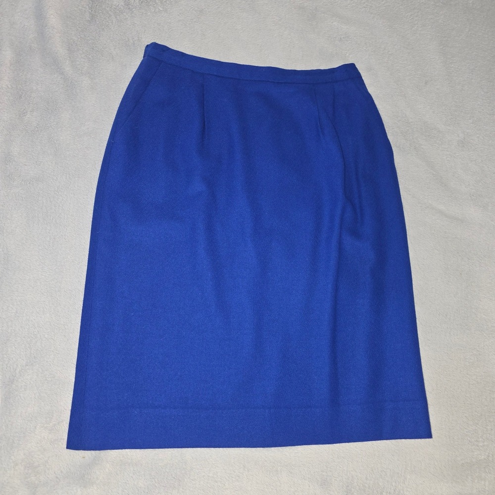 Pendleton Classic Blue Virgin Wool Pencil Skirt Womens 10 Made in USA‎ Pocketed